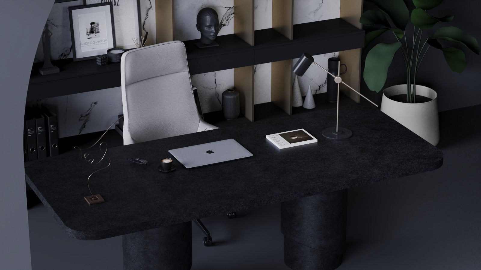 Modern ve Şık Beton Ofis Masası Modelleri